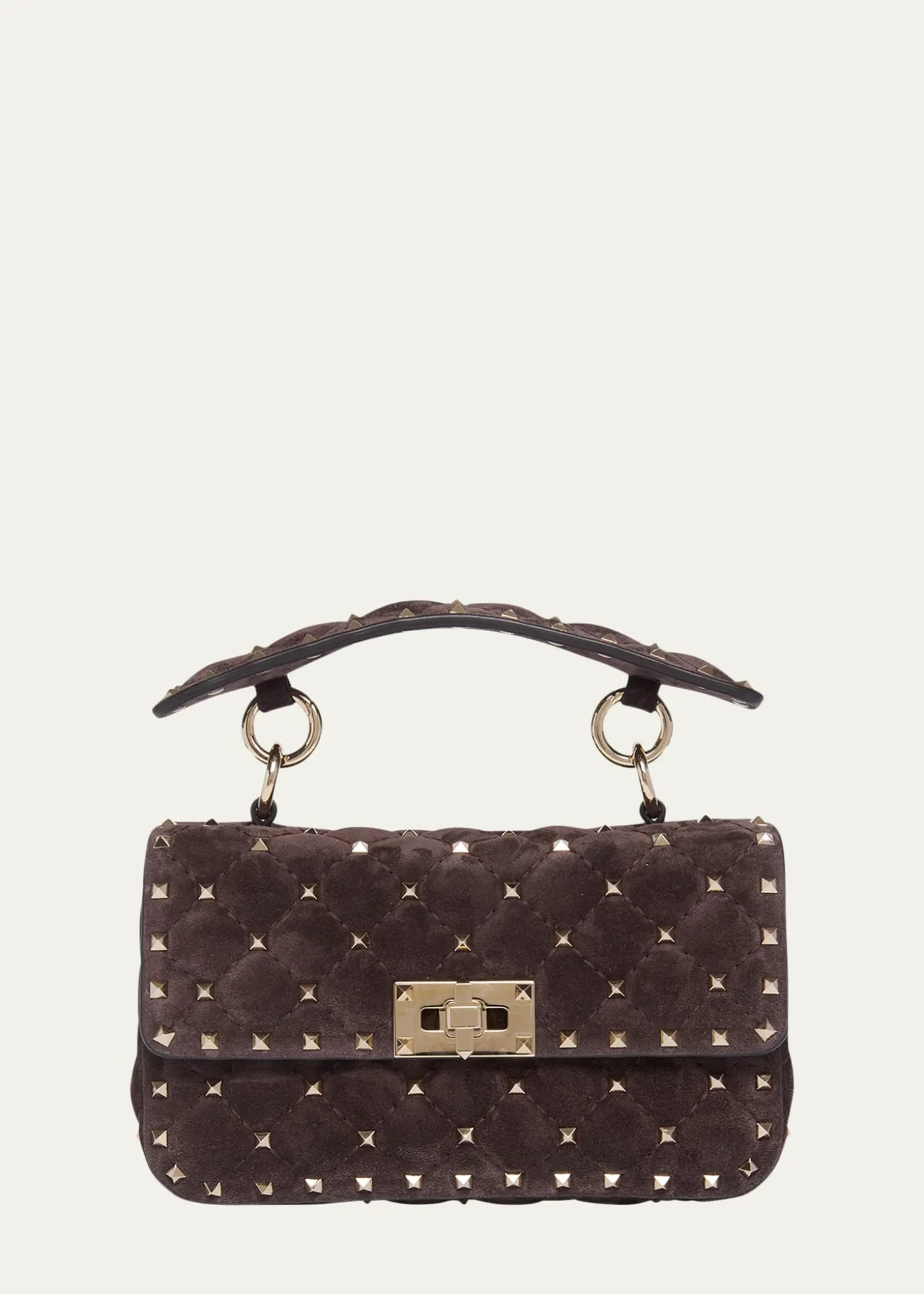 Valentino GaravaniSmall Quilted Rockstud Suede Shoulder Bag