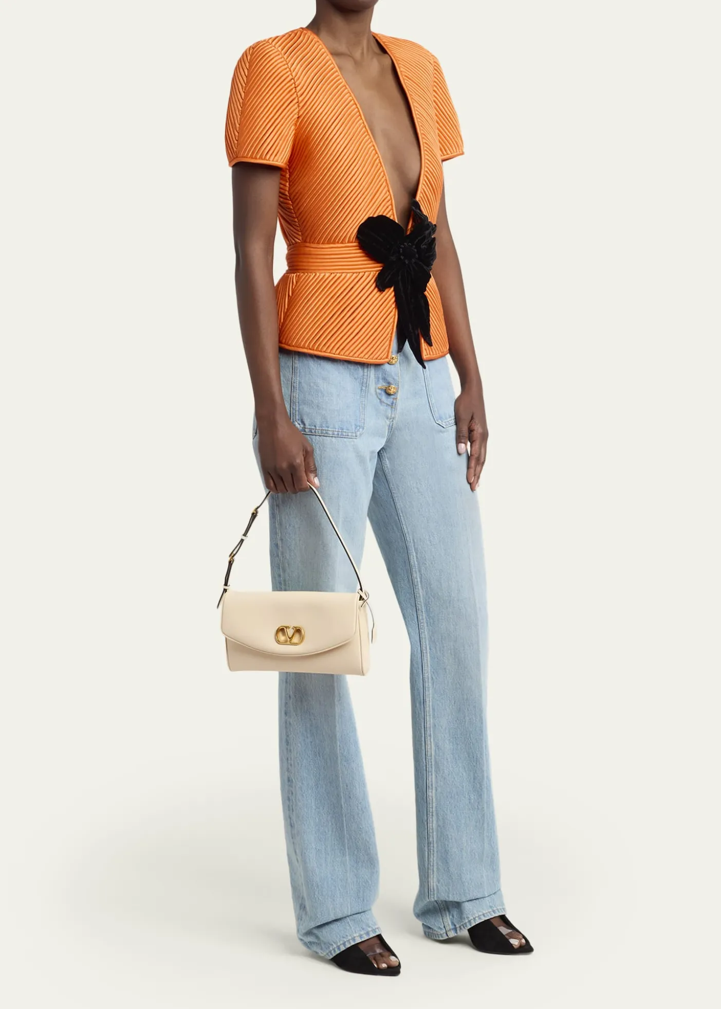 Valentino GaravaniSmall VLogo Leather Shoulder Bag