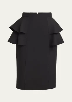 Valentino GaravaniTiered Peplum Midi Wool Skirt