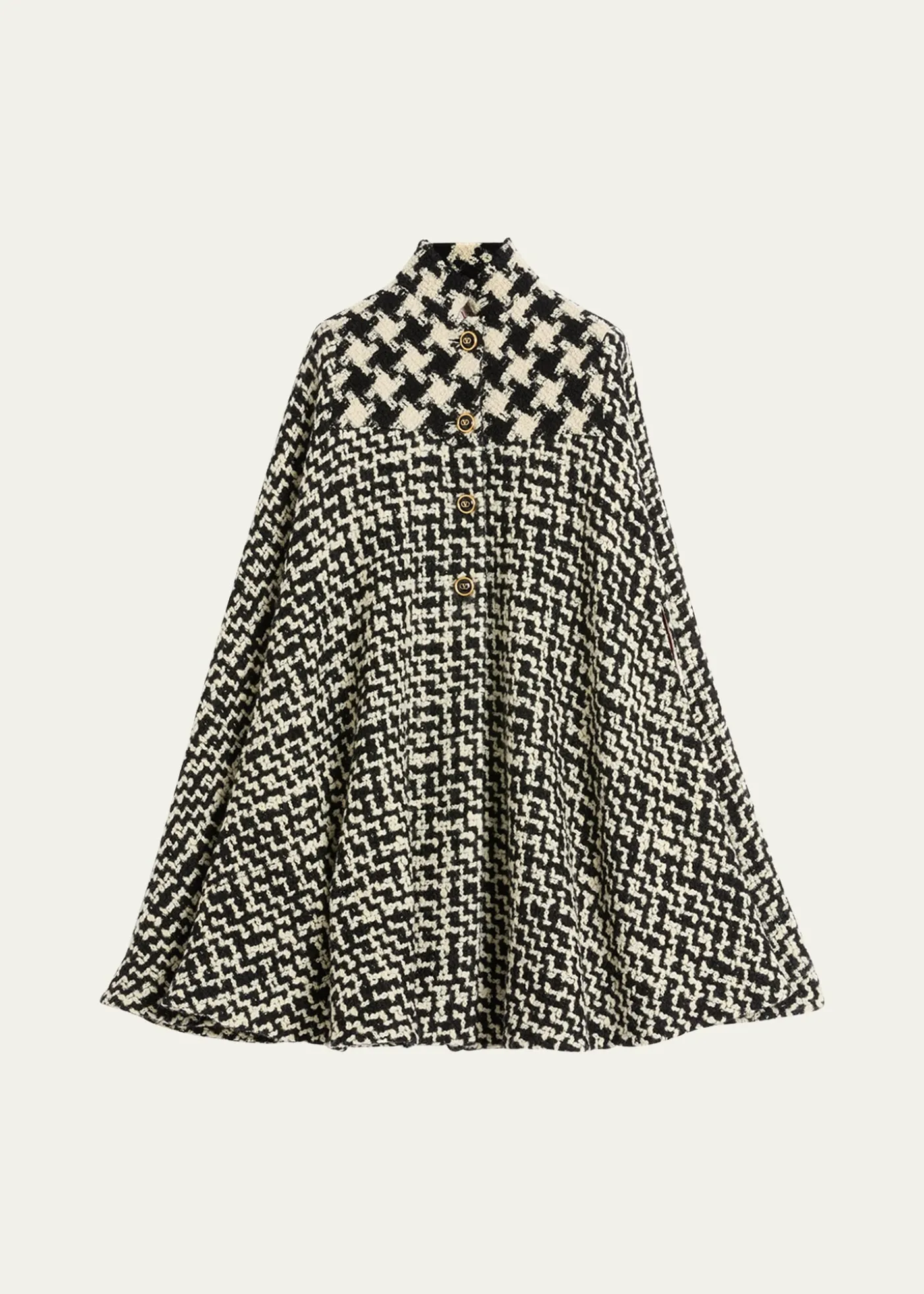 Valentino GaravaniTweed Houndstooth Wool Cape