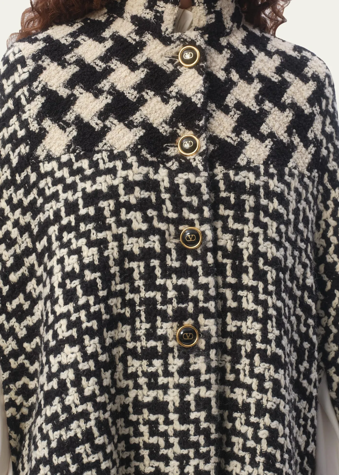 Valentino GaravaniTweed Houndstooth Wool Cape
