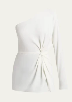 Valentino GaravaniTwisted Silk Cady Long-Sleeve One-Shoulder Top