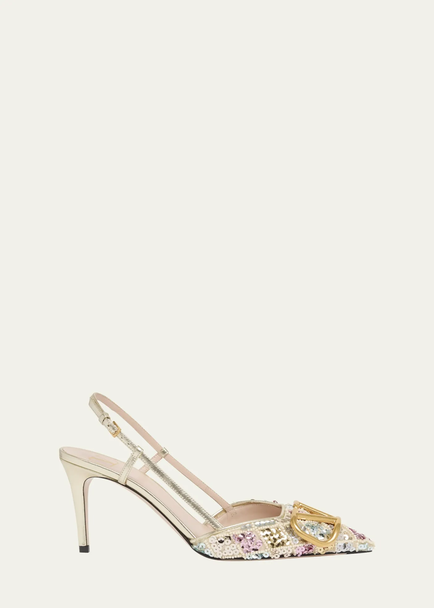 Valentino GaravaniVLogo Signature Sequined Beaded Slingback Pumps