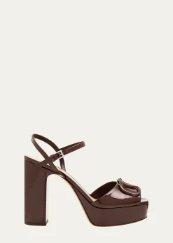 Valentino GaravaniVLogo Signature Patent Leather Platform Sandals