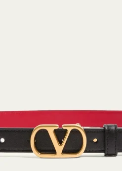 Valentino GaravaniVLogo Signature Reversible Calfskin Belt, 30mm