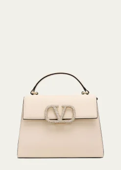 Valentino GaravaniVsling Small Leather Top-Handle Bag with Jewel VLogo