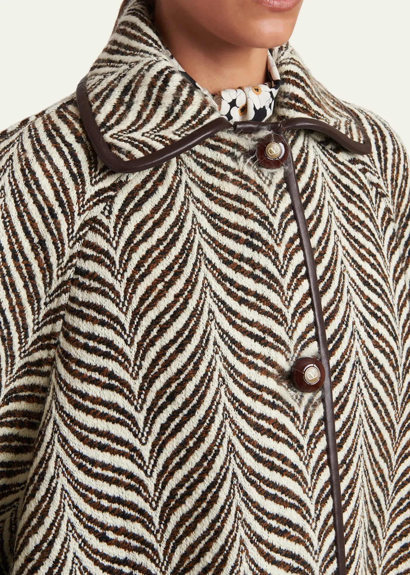 Valentino GaravaniWool Animal Jacquard Single-Breasted Coat