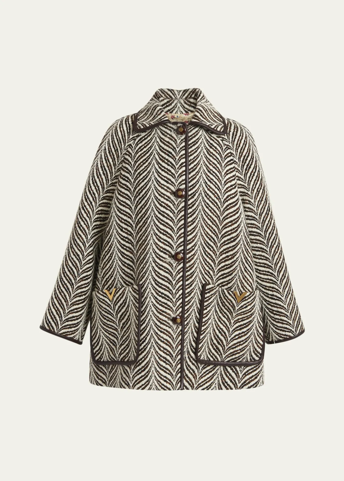 Valentino GaravaniWool Animal Jacquard Single-Breasted Coat
