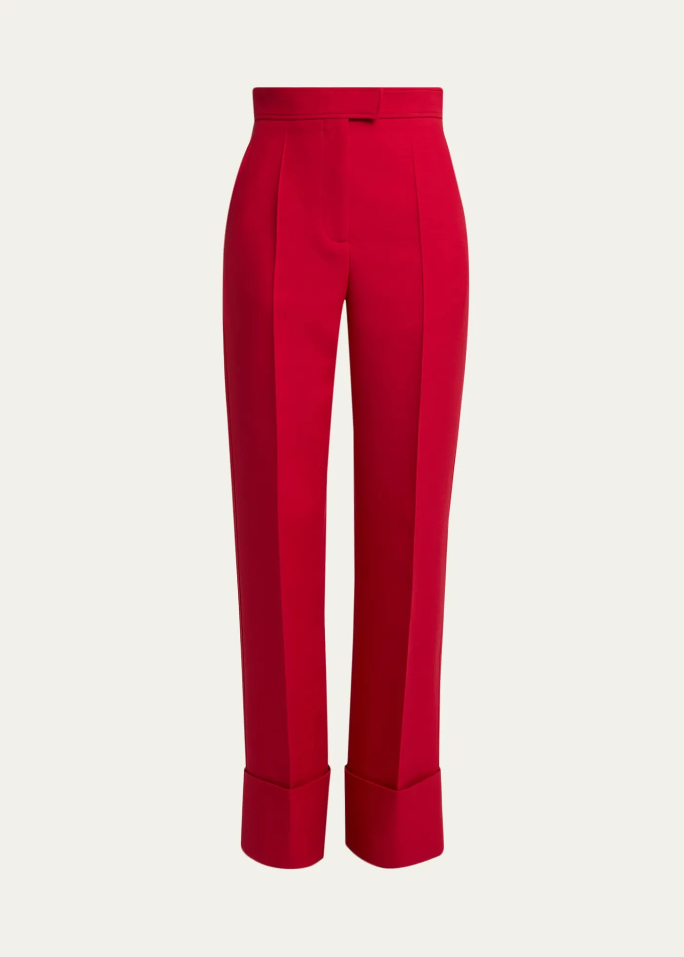 Valentino GaravaniWool-Silk Straight-Leg Cuffed Pants