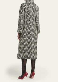 Valentino GaravaniZigzag Double-Breasted Belted Long Coat
