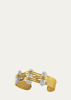 VerduraPlatinum and 18K Yellow Gold Diamond Trio Bangle