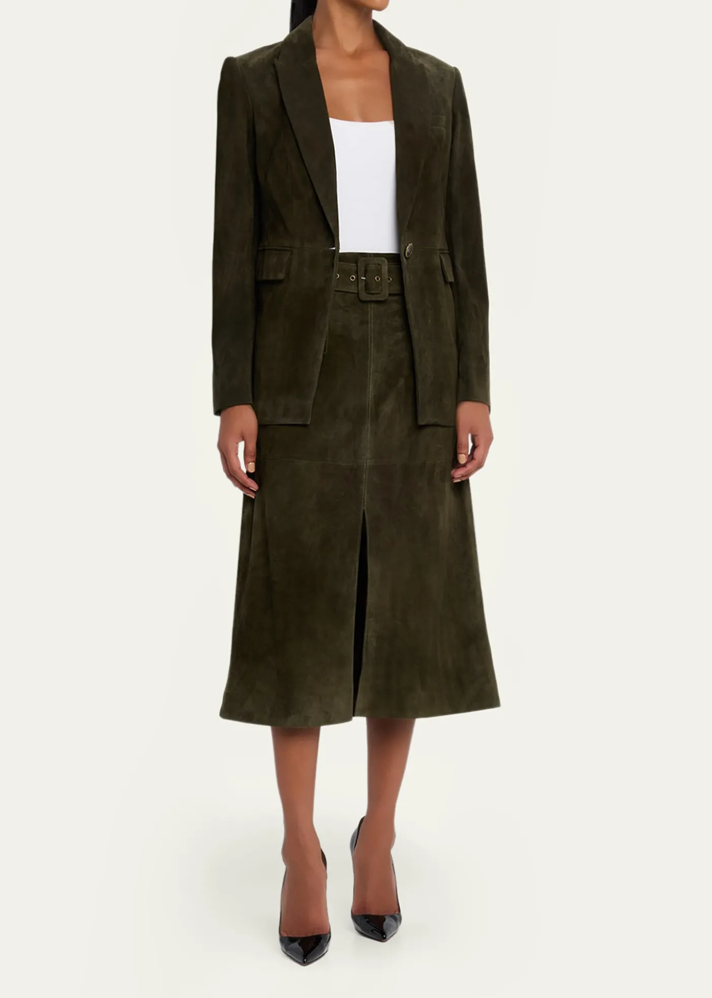 Veronica BeardAlexie Suede Midi Skirt
