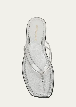 Veronica BeardClea Metallic Leather Jelly Thong Sandals