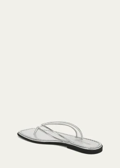 Veronica BeardClea Metallic Leather Jelly Thong Sandals