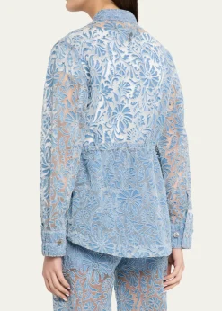 Veronica BeardLane Sheer Floral Denim Jacket