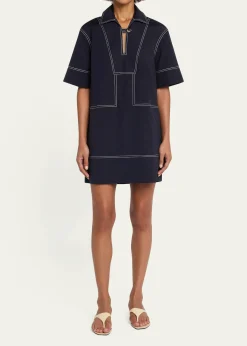 Veronica BeardPhelix Cotton Poplin Mini Tunic Dress