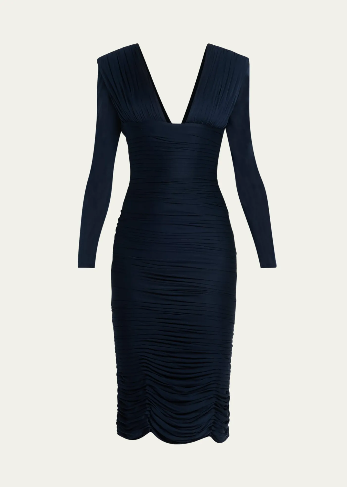 VersaceGathered Long-Sleeve Midi Dress