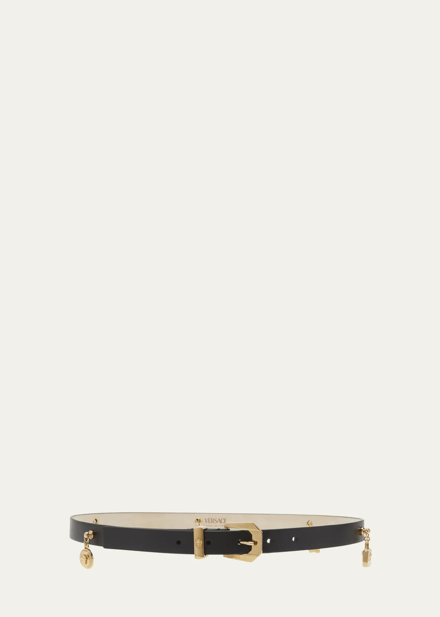 VersaceH20 Medusa Charm Leather & Brass Belt