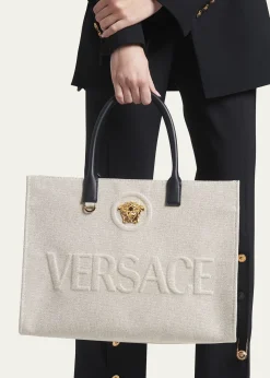 VersaceLa Medusa Logo Canvas Tote Bag