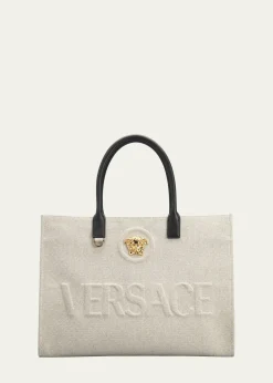 VersaceLa Medusa Logo Canvas Tote Bag