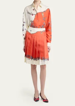 VersacePrinted Silk Twill Skirt