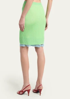 VersaceRibbed Lace Skirt
