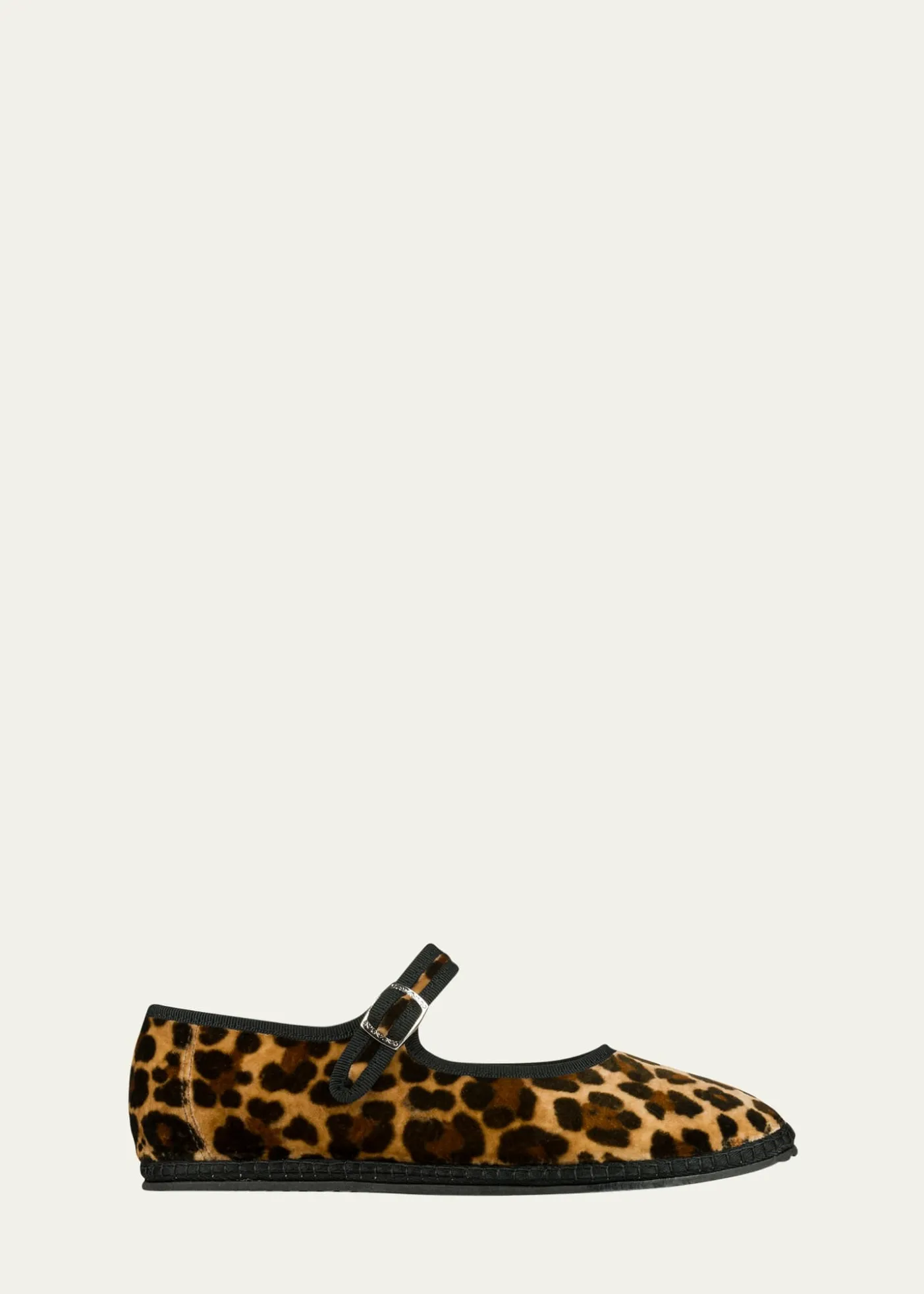 Vibi VeneziaLeopard-Printed Canvas Mary Jane Ballerina Flats