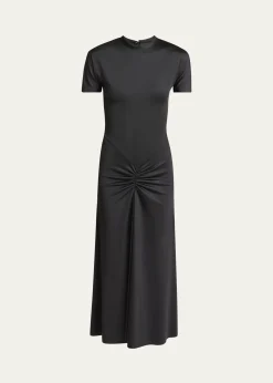 Victoria BeckhamGathered Drop-Waist Midi T-Shirt Dress