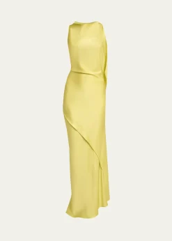 Victoria BeckhamSleeveless Draped Satin Gown