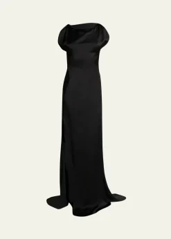 Victoria BeckhamSleeveless Satin Slit Gown
