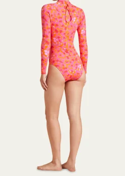 VilebrequinAbstract Leopard Printed Rashguard One-Piece Swimsuit