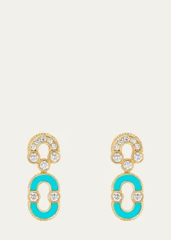 Viltier18K Gold, Turquoise & 0.95 TCW Drop Earrings