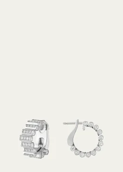 Viltier18K White Gold Edge Diamond Pave Hoop Earrings