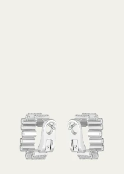 Viltier18K White Gold Edge Diamond Pave Hoop Earrings