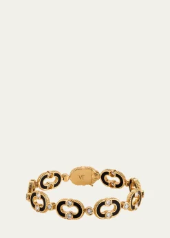 Viltier18K Yellow Gold Magnetic Enchaine Bracelet with Diamonds and Onyx
