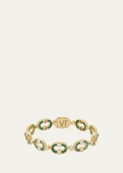 ViltierMagnetic Enchaine Malachite Bracelet in 18K Yellow Gold and Diamonds
