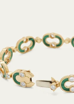 ViltierMagnetic Enchaine Malachite Bracelet in 18K Yellow Gold and Diamonds