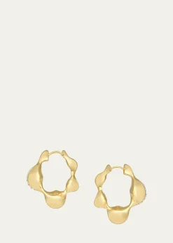 Vram18K Yellow Gold Cayrn Diamond Hoop Earrings