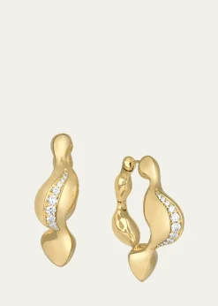 Vram18K Yellow Gold Cayrn Diamond Hoop Earrings