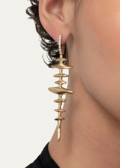 Vram18K Yellow Gold Chrona Totem Earrings with Diamonds