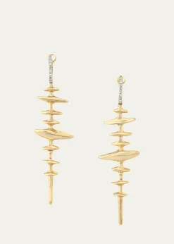 Vram18K Yellow Gold Chrona Totem Earrings with Diamonds