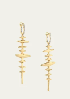 Vram18K Yellow Gold Chrona Totem Earrings with Diamonds