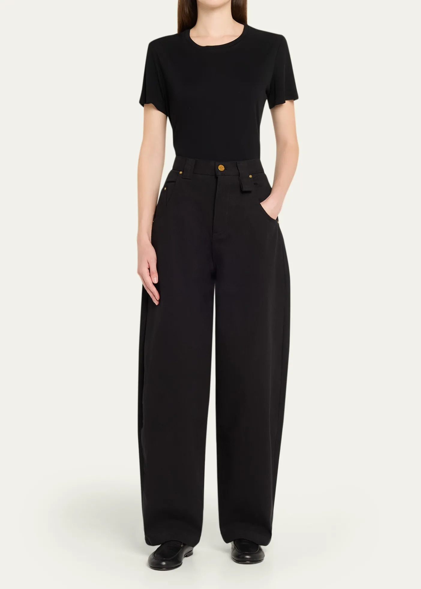 Willy ChavarriaBad Girl Wide Barrel-Leg Jeans
