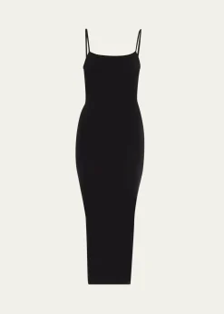 WolfordFatal Sleeveless Bodycon Knit Velvet Midi Dress