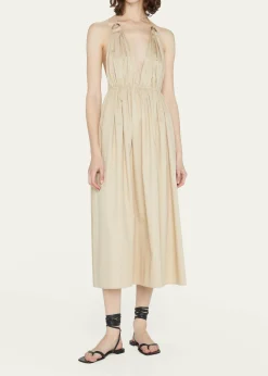 ZEYNEP ARCAYHelen Plunging Halter Cotton Midi Dress