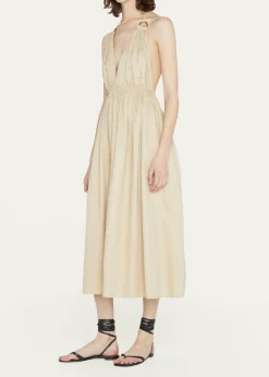 ZEYNEP ARCAYHelen Plunging Halter Cotton Midi Dress