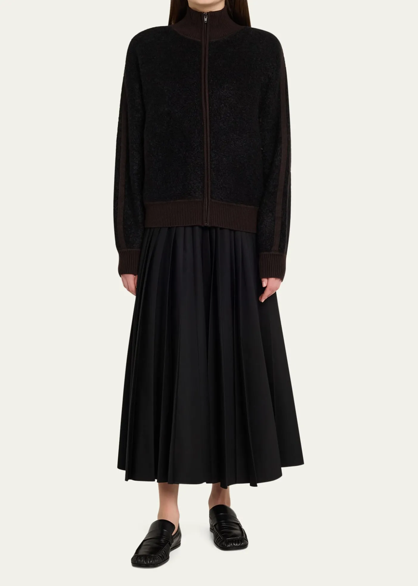 6397Zip-Up Bouclé Track Jacket